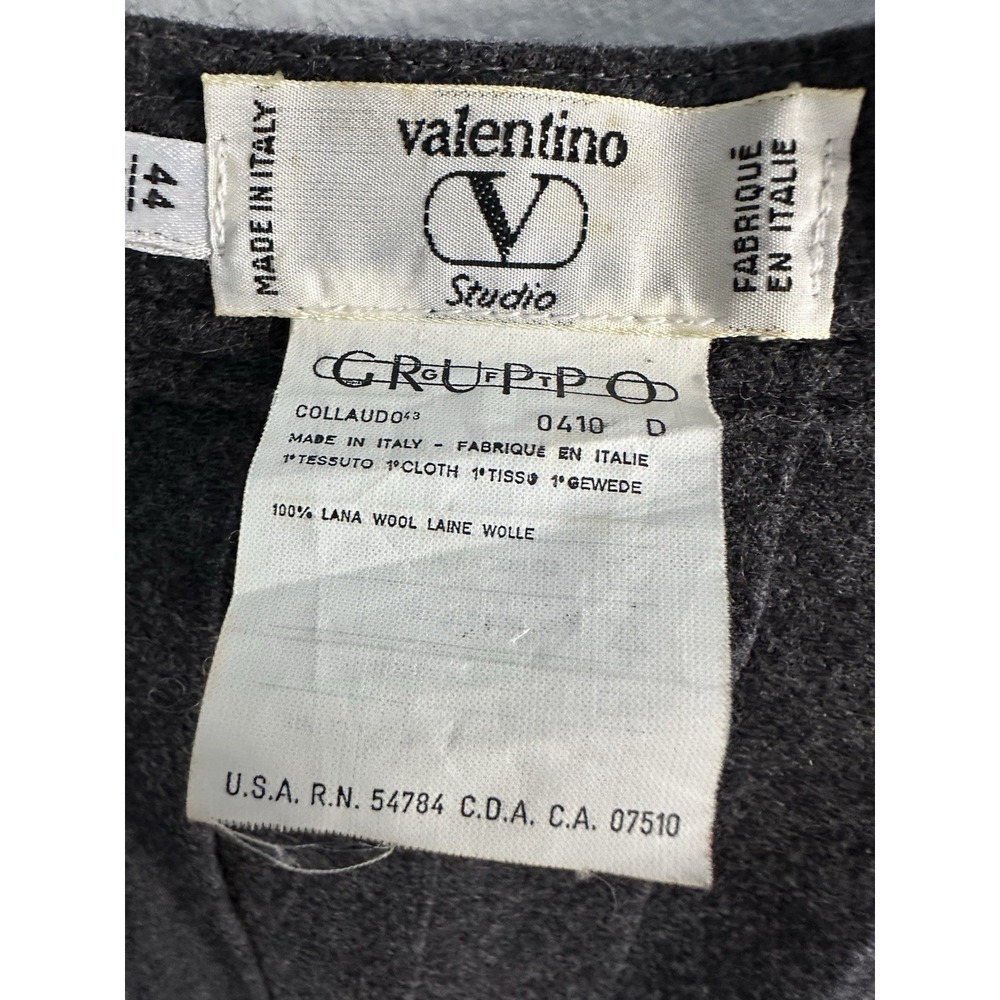 Vintage Valentino Pleated Skirt Gray Wool 44 Preppy Academia Career Office - Picture 6 of 12